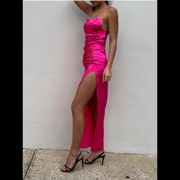 SER.O.YA Celino Maxi Dress Silk Blend Fuchia Purple/Hot Pink Size M - NWT - Picture 7 of 16